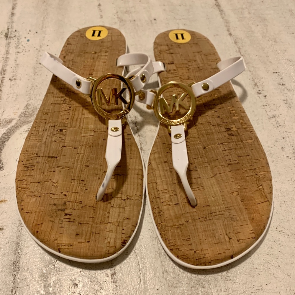 Michael Kors White Cork Sandals, Size 11